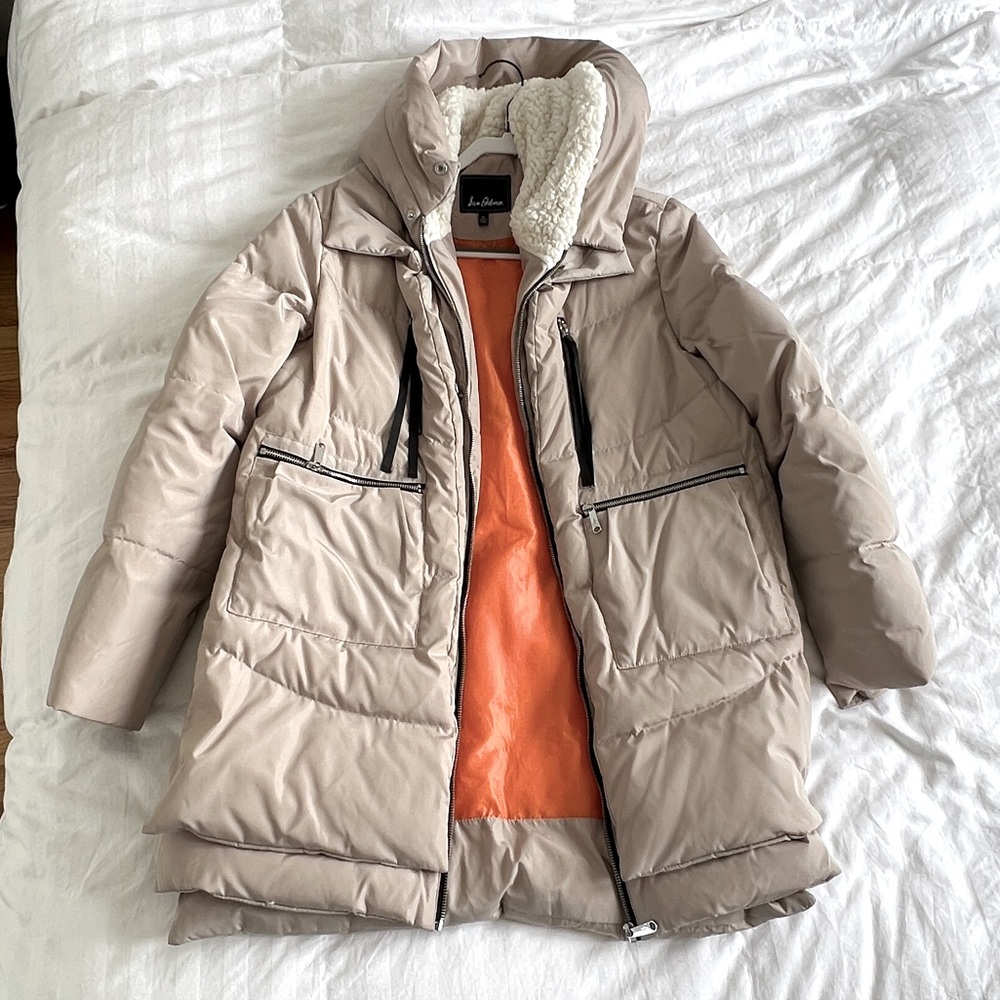 Sam Edelman Oversized Puffer Coat in Beige/Tan/Taupe